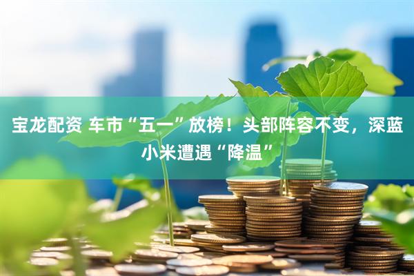 宝龙配资 车市“五一”放榜！头部阵容不变，深蓝小米遭遇“降温”