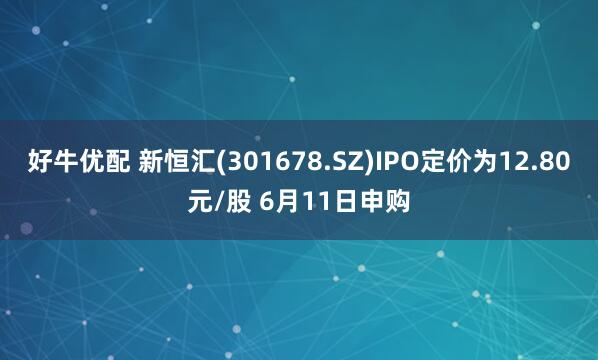 好牛优配 新恒汇(301678.SZ)IPO定价为12.80元/股 6月11日申购